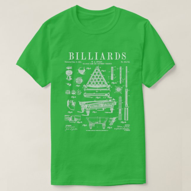 Camiseta Drawi: Patente de cosecha de bala de billar de mes (Diseño del anverso)