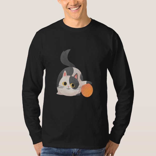 Camiseta Drawn Cute Cat Playing (Anverso)