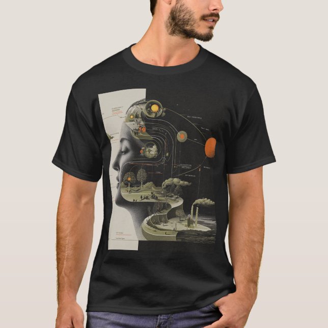 Camiseta Dream Atlas — Surreal Mind Map Collage (Anverso)