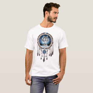 Camiseta Dream Catcher con antecedentes de lobo