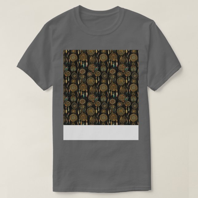 Camiseta Dream Catcher Seamless Pattern Bohemie Hippie Eth (Diseño del anverso)