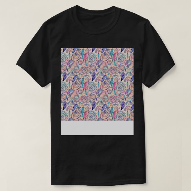 Camiseta Dream Catcher Seamless Pattern Bohemie Hippie Eth (Diseño del anverso)
