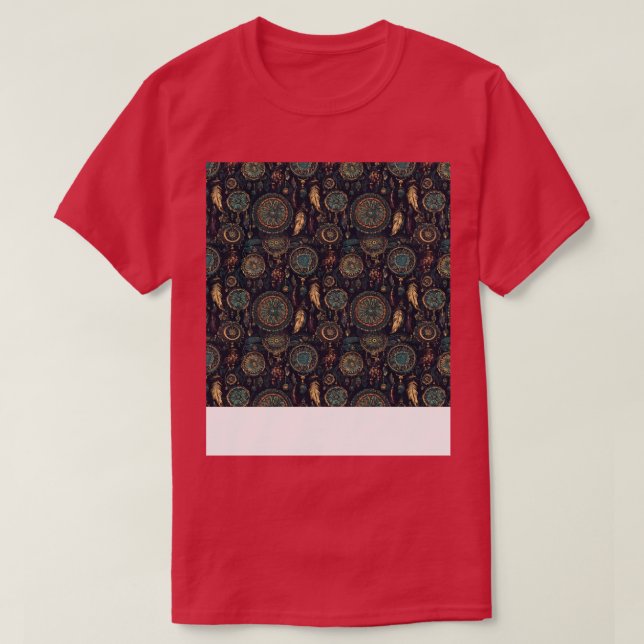 Camiseta Dream Catcher Seamless Pattern Bohemie Hippie Eth (Diseño del anverso)