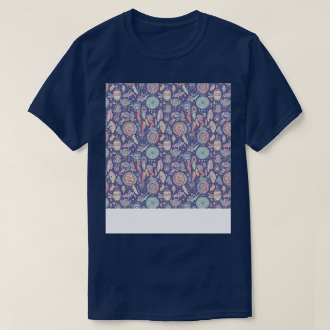 Camiseta Dream Catcher Seamless Pattern Bohemie Hippie Eth (Diseño del anverso)