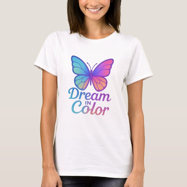 Camiseta Dream in Color Gradient Butterfly Design (Anverso)