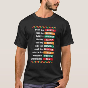 Camiseta Dream Lead Fight Think Write Build Speak Educar B