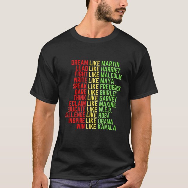 Camiseta Dream Like Martin Black History Month (Anverso)