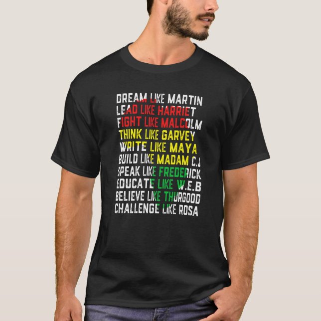 Camiseta Dream Like Martin Lead Like Harriet BLM Black Hist (Anverso)