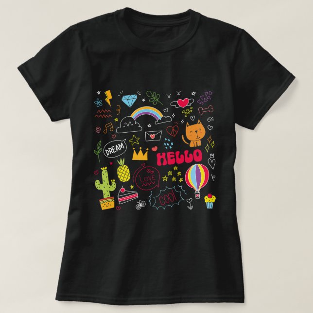 Camiseta Dream Love Hello Visual Drawing Doodle Art (Diseño del anverso)