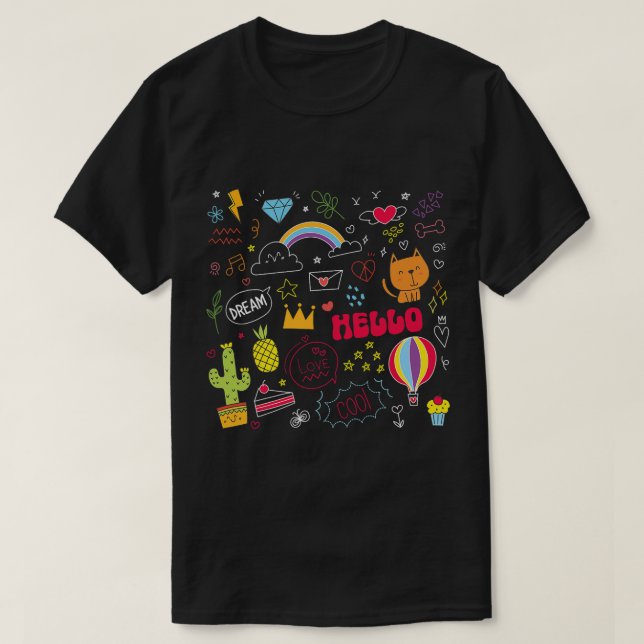Camiseta Dream Love Hello Visual Drawing Doodle Art (Diseño del anverso)