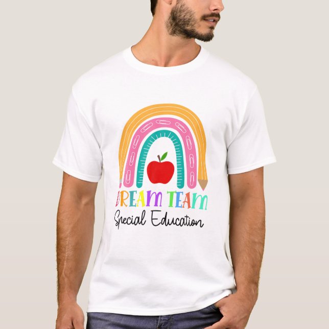 Camiseta Dream Team Special Education Rainbow Pencil Apple (Anverso)