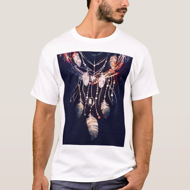 Camiseta Dreamcatcher, ramas, estilo boho, arte digital. (Anverso)