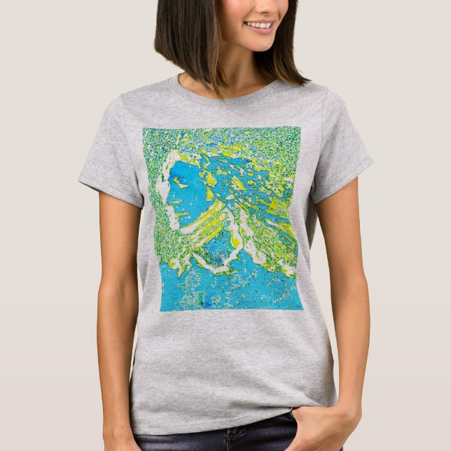 Camiseta "Dreamer Chica" en diseño verde amarillo turquesa (Anverso)
