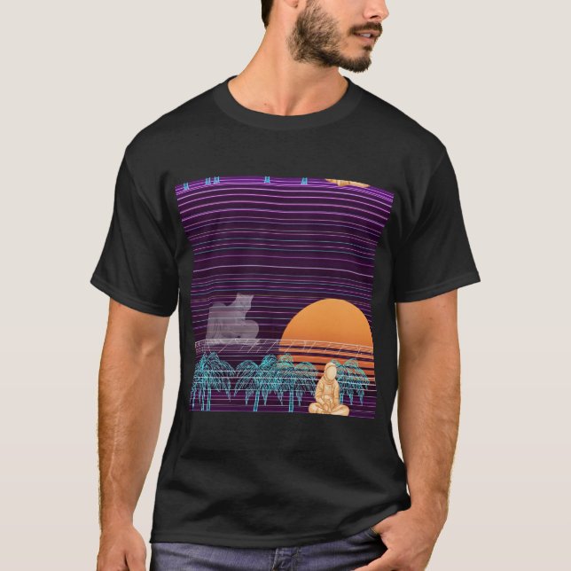Camiseta Dreaming in Neon: Cat and Astronaut (Anverso)