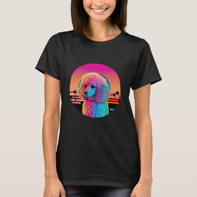 Camiseta Dreamy Poodle Synthwave Nights (Anverso)