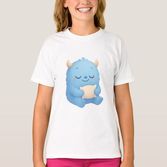 Camiseta Dreamy Sleepy Monster Kids Hoodie — Soft Cloud  (Anverso)