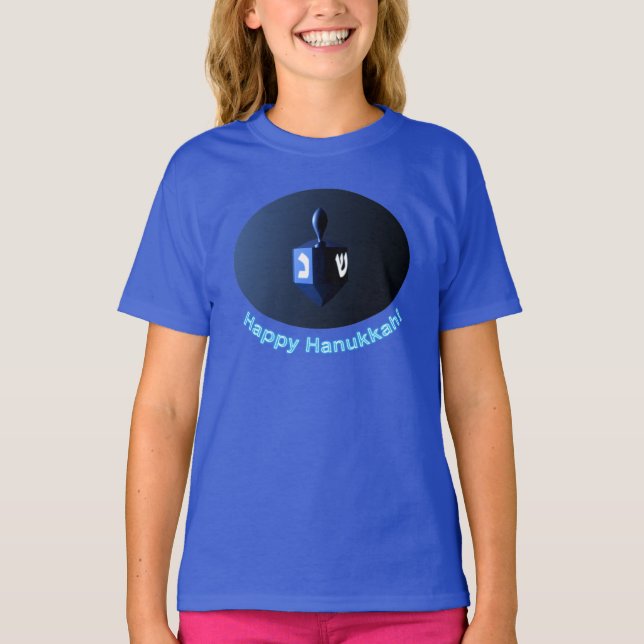 Camiseta Dreidel azul brillante (Anverso)