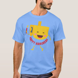 Camiseta Dreidel con velas diciendo Feliz Hanukkah judío H