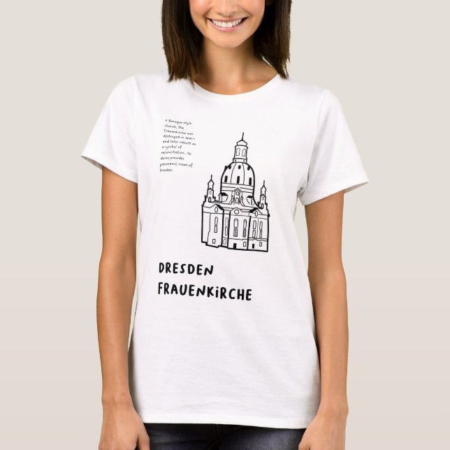 Camiseta Dresden Frauenkirche, Alemania | Arte minimalista (Anverso)