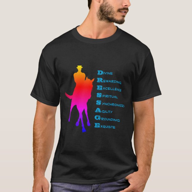 Camiseta Dressage is Horse Silhouette Rainbow (Anverso)
