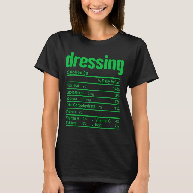 Camiseta Dressing Nutrition Facts Family Matching Christmas (Anverso)