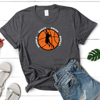 Camiseta Dribble, Shoot, Swish, Repeat, Basketball