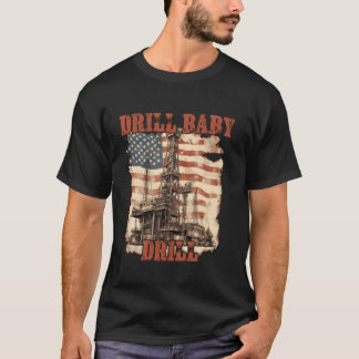 Camiseta Drill Baby Drill American Flag Design Long Sleeve