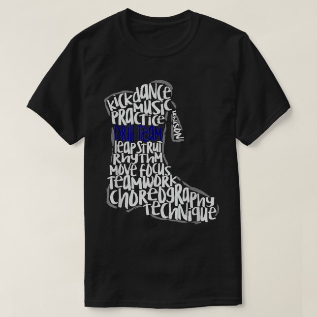 Camiseta Drill Team Marcha Banda Word Cloud Art (Diseño del anverso)
