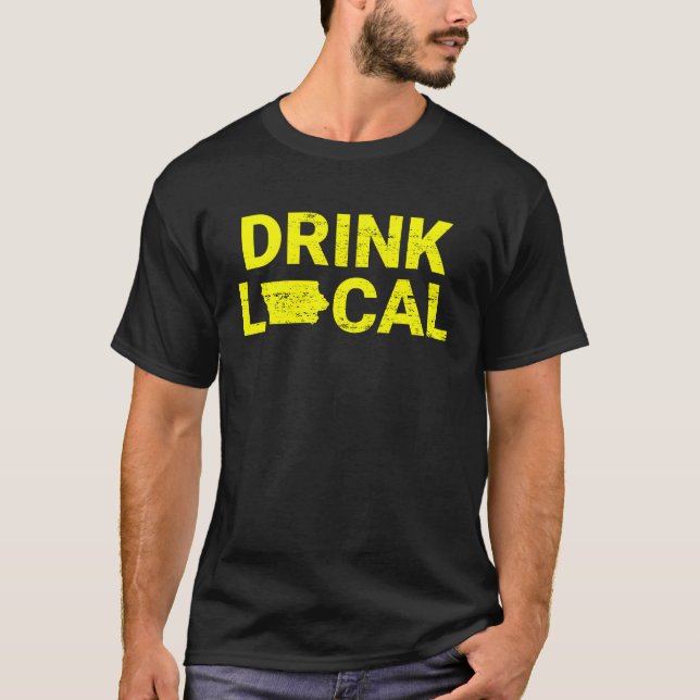 Camiseta Drink Local Iowa Yellow (Anverso)