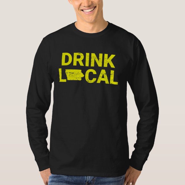 Camiseta Drink Local Iowa Yellow (Anverso)