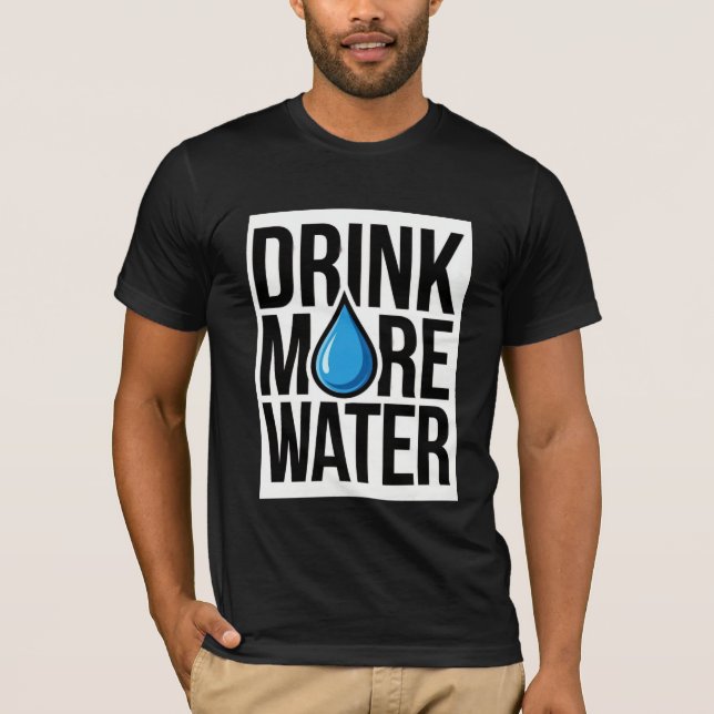 Camiseta DRINK MORE WATER with a blue drop icon (Anverso)