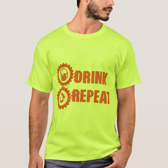 Camiseta drink repeat alcool humour biere (Anverso)