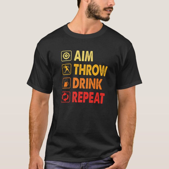 Camiseta Drink Repeat   Axe Throwing Game Axe Throwing Spor (Anverso)