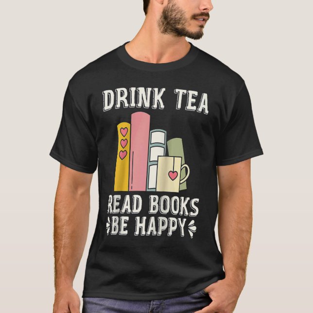 Camiseta Drink Tea Read Books Be Happy Raglan Baseball 1 (Anverso)