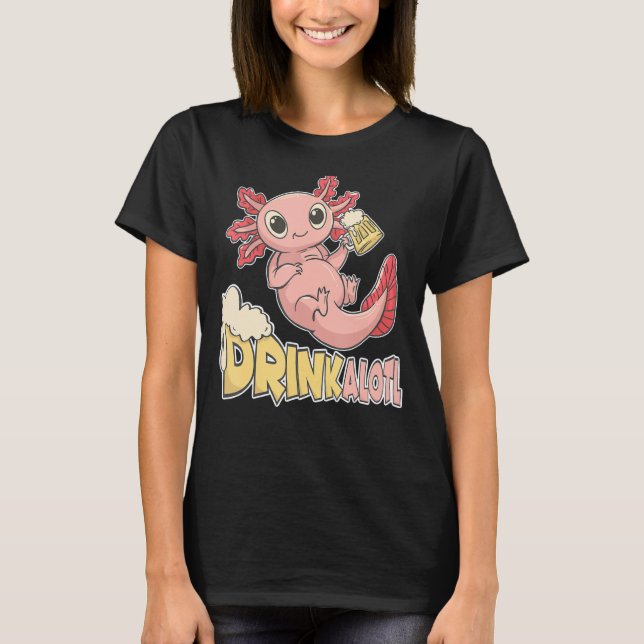 Camiseta Drinkalotl el Axolotl para bebedores de cerveza (Anverso)