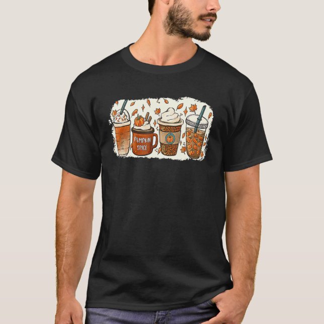 Camiseta Drinking Halloween Fall Pumpkin Coffee Drinks (Anverso)
