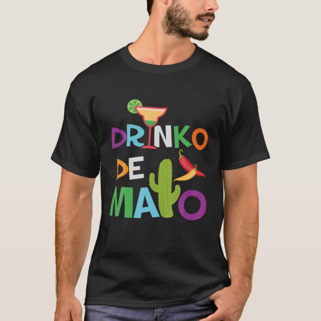 Camiseta Drinko De Mayo-Cinco De Mayo Día Gracioso Fiesta M (Anverso)
