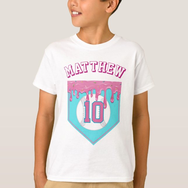 Camiseta Drip de béisbol rosa (Anverso)