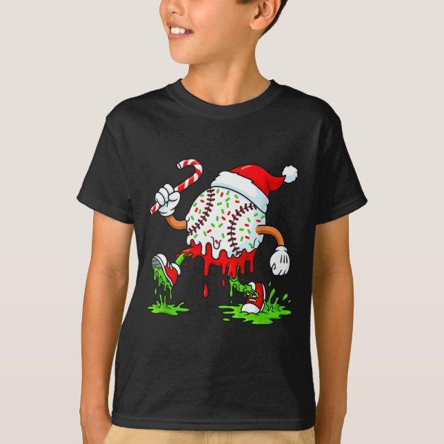 Camiseta Dripng Ice Cream Baseball Santa Hat, Xmas Pajama K (Anverso)