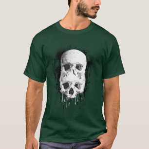 Camiseta Dripping de cráneo Tinta negra Diseño de salpicadu