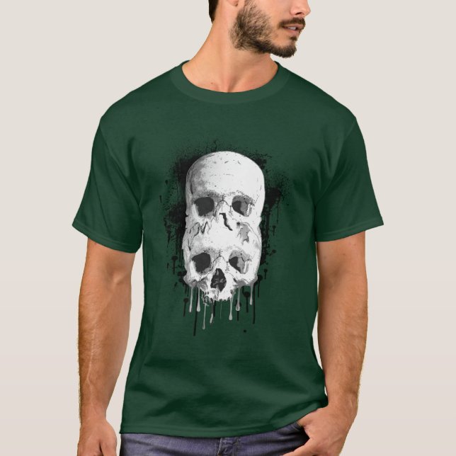 Camiseta Dripping de cráneo Tinta negra Diseño de salpicadu (Anverso)