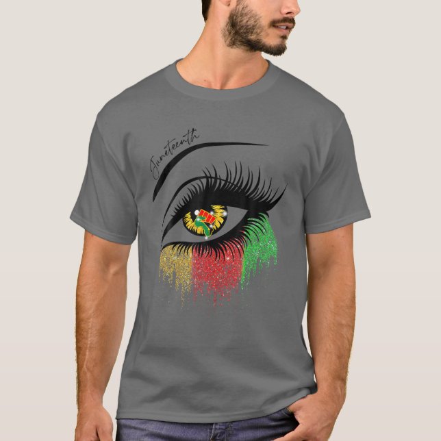 Camiseta Dripping Eyes Junenth Black African American Pride (Anverso)