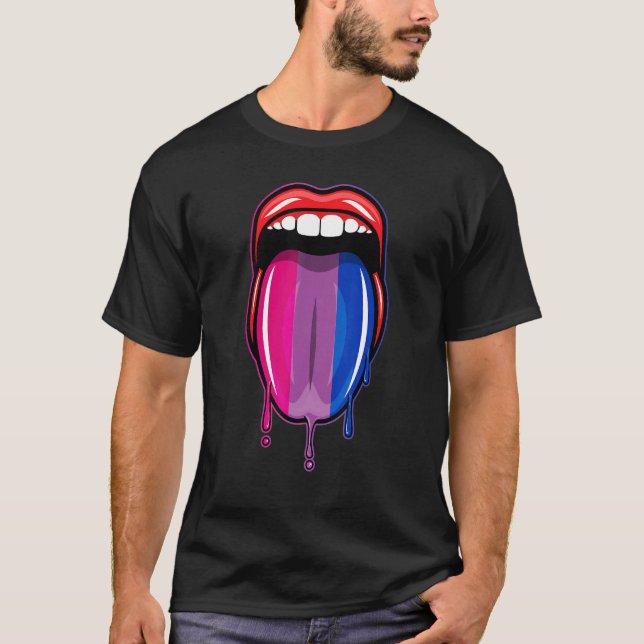 Camiseta Dripping Lips Tongue Bisexual Pride Bisexuality Fl (Anverso)