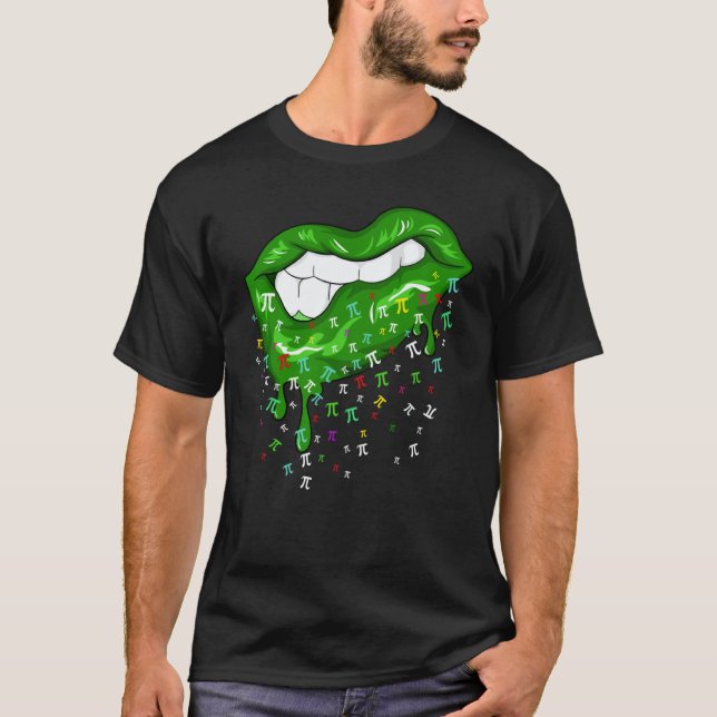 Camiseta Dripping Lips With Pi Symbols St Patricks Day Pi D (Anverso)