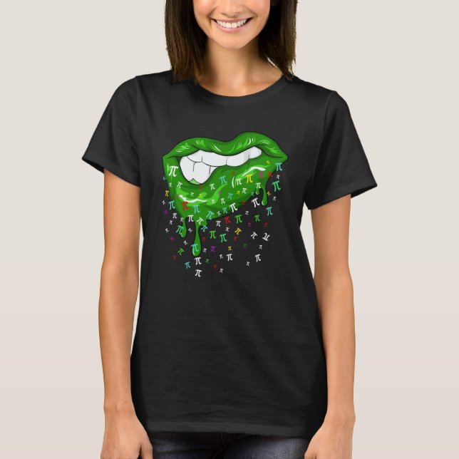 Camiseta Dripping Lips With Pi Symbols St Patricks Day Pi D (Anverso)