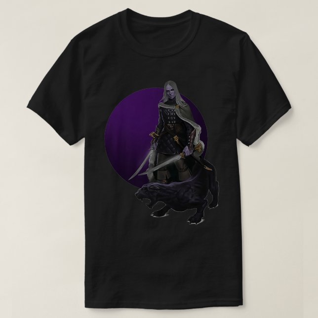 Camiseta Drizzt y Guenhwyvar Reinos olvidados Fan art sun (Diseño del anverso)