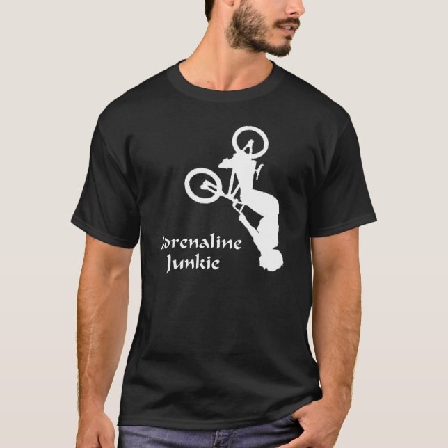 Camiseta Drogadicto de la adrenalina de BMX (oscuro) (Anverso)