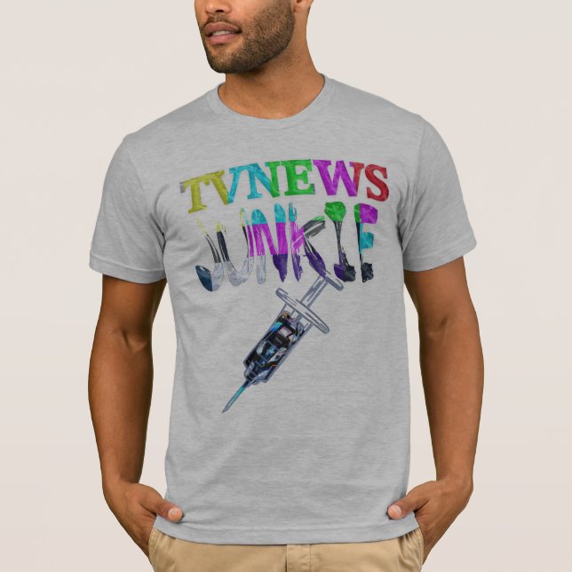Camiseta Drogadicto de las noticias de la TV (Anverso)