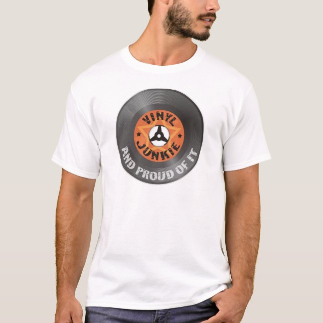 Camiseta Drogadicto del vinilo - y orgulloso de él (Anverso)