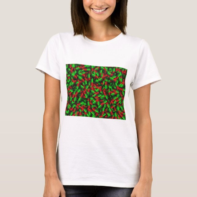 Camiseta drogas de pastillas verdes rojas (Anverso)